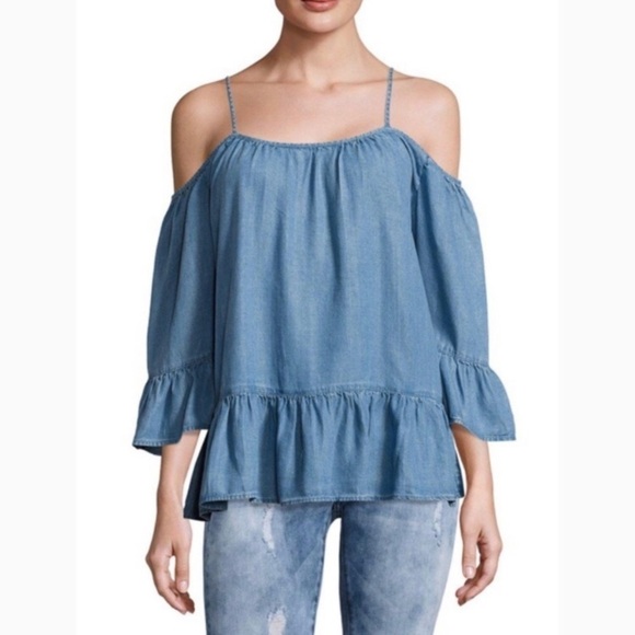 Beachlunchlounge lexi off shoulder ruffle top Heart printed Size XS - Picture 2 of 9